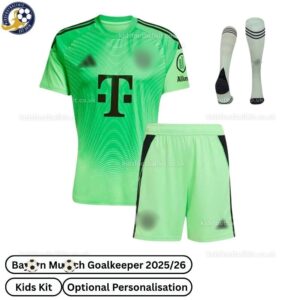 Bay^_^rn Goalkeeper Kids Football Kit 2025_26 (With Socks) – Green